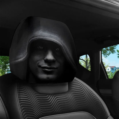 2pcs Dark Aesthetic Mysterious Portrait Print Car Headrest Covers,  Fit with Elastic Design