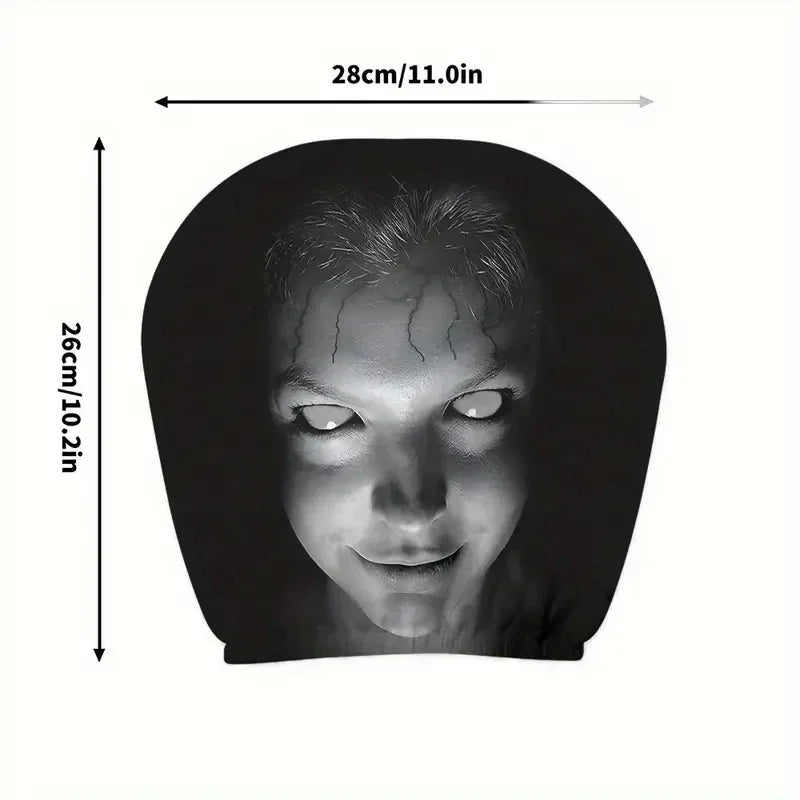 2Pcs Halloween Horror Face Printing Car Headrest Covers Universal Elastic Car Seat Headrest Cover