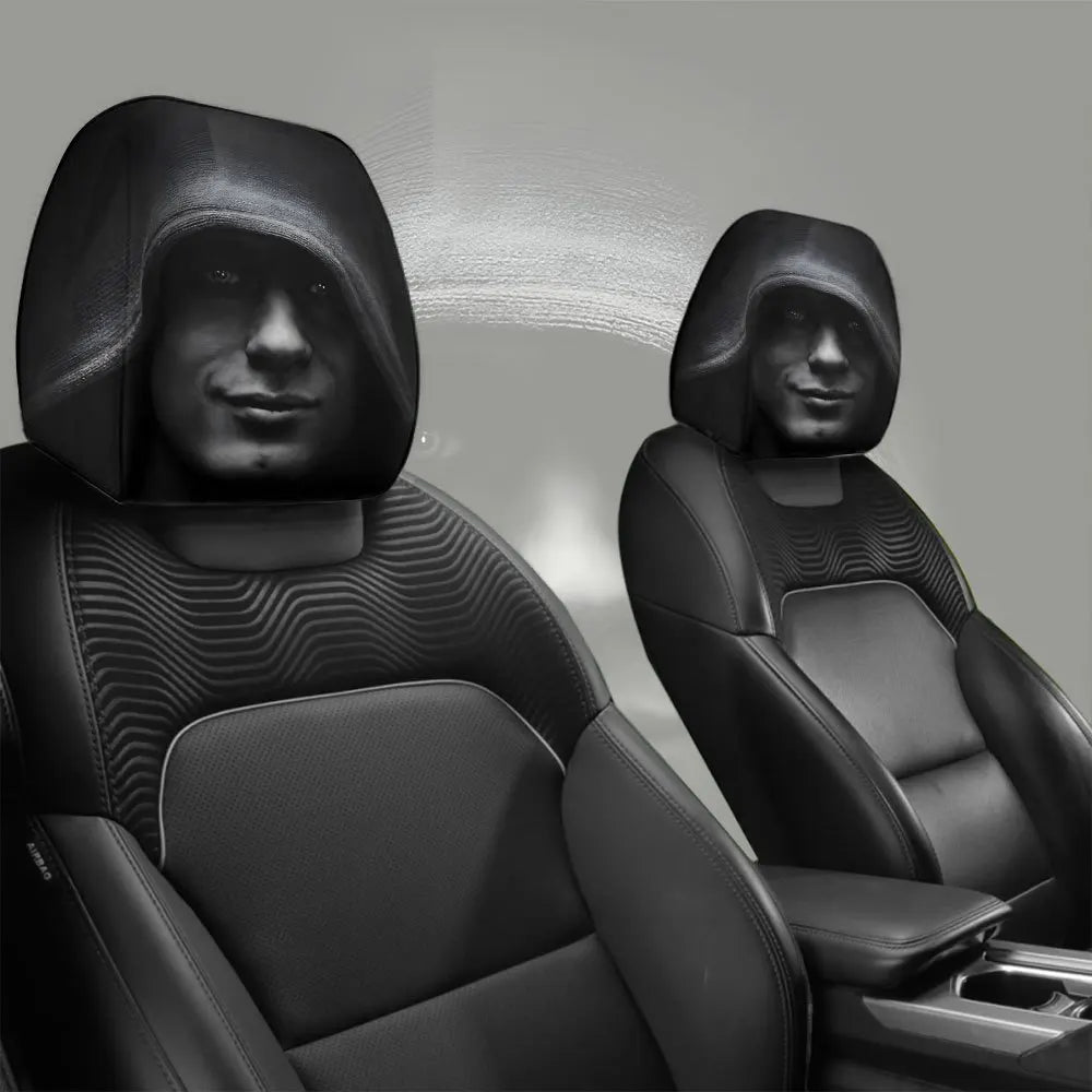2pcs Dark Aesthetic Mysterious Portrait Print Car Headrest Covers,  Fit with Elastic Design