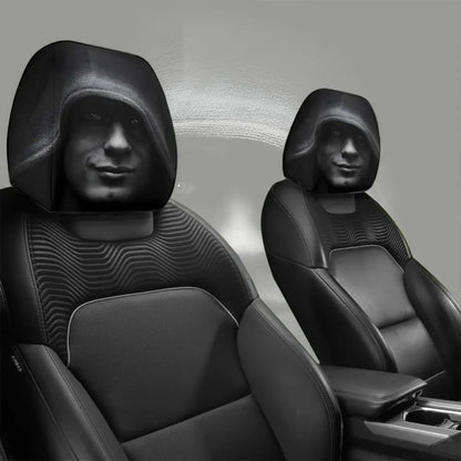 2pcs Dark Aesthetic Mysterious Portrait Print Car Headrest Covers,  Fit with Elastic Design