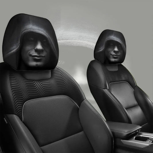 2pcs Dark Aesthetic Mysterious Portrait Print Car Headrest Covers,  Fit with Elastic Design