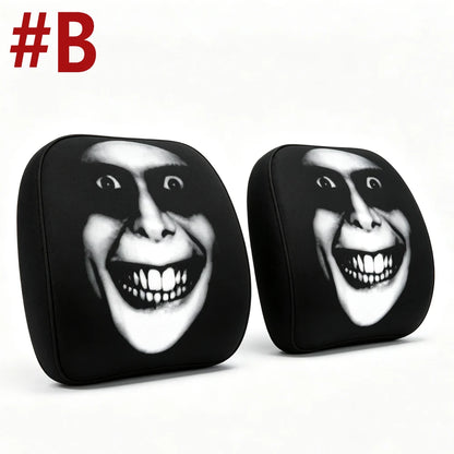 2PCS Ghost Face Headrest Covers for Cars, Stretchy Seat Headrest Protector for Auto Truck SUV, Funny Scary Washable Elastic Inte