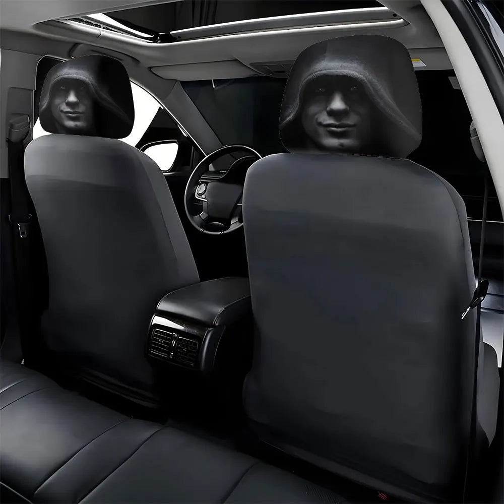 2pcs Dark Aesthetic Mysterious Portrait Print Car Headrest Covers,  Fit with Elastic Design