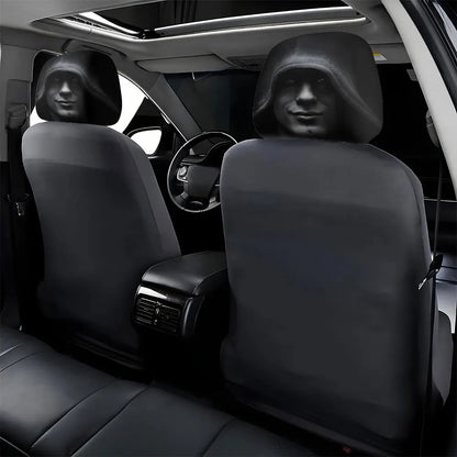 2pcs Dark Aesthetic Mysterious Portrait Print Car Headrest Covers,  Fit with Elastic Design