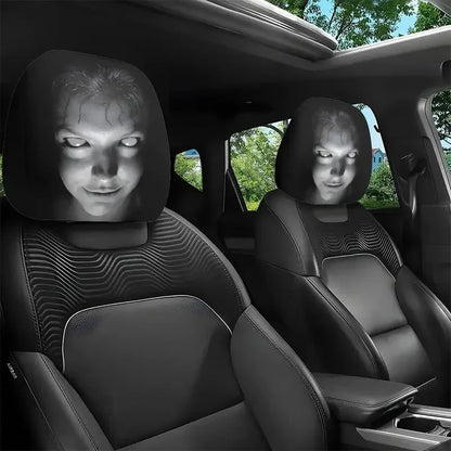 2Pcs Halloween Horror Face Printing Car Headrest Covers Universal Elastic Car Seat Headrest Cover