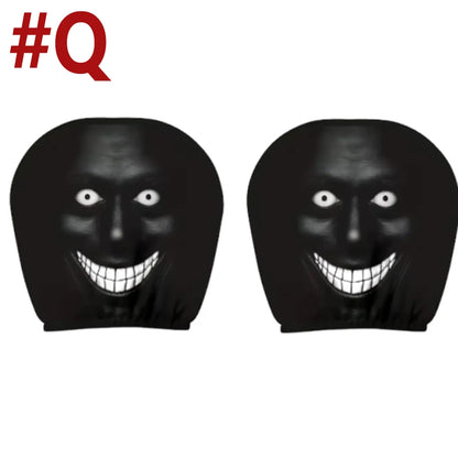 2PCS Ghost Face Headrest Covers for Cars, Stretchy Seat Headrest Protector for Auto Truck SUV, Funny Scary Washable Elastic Inte