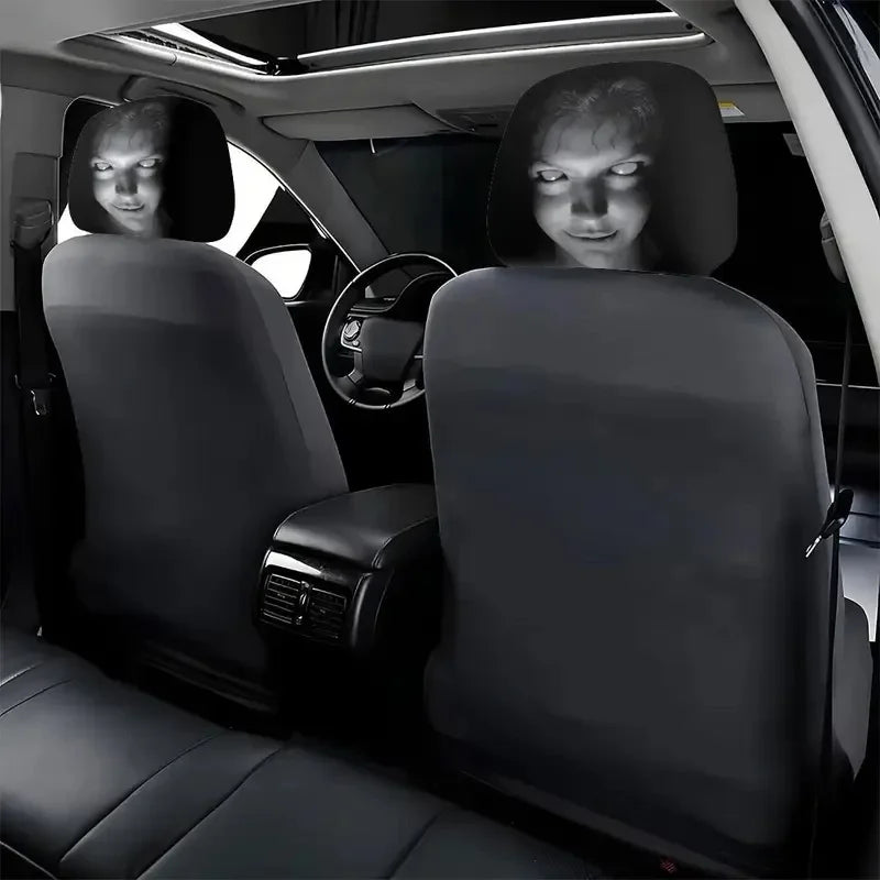 2Pcs Halloween Horror Face Printing Car Headrest Covers Universal Elastic Car Seat Headrest Cover