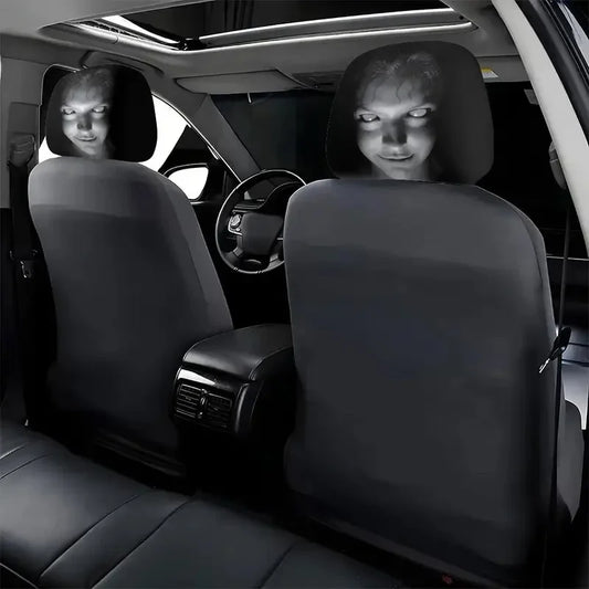 2Pcs Halloween Horror Face Printing Car Headrest Covers Universal Elastic Car Seat Headrest Cover