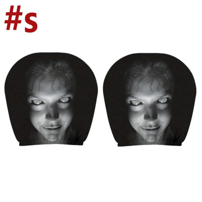 2PCS Ghost Face Headrest Covers for Cars, Stretchy Seat Headrest Protector for Auto Truck SUV, Funny Scary Washable Elastic Inte